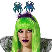 Halloween/horror verkleed diadeem/tiara - met grote spinnen - kunststof - dames/meisjes - thumbnail