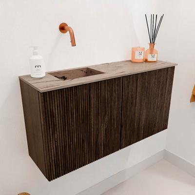 Toiletmeubel Mondiaz Joya Dlux | 80 cm | Meubelkleur Walnut | Faye wastafel Arena Wasbak Links | Zonder kraangat(en)