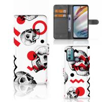 Telefoonhoesje met Naam Motorola Moto G60 Skull Red