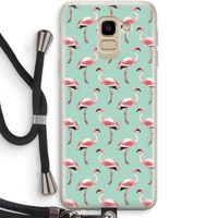 Flamingoprint groen: Samsung Galaxy J6 (2018) Transparant Hoesje met koord