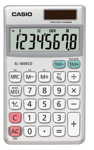 Casio SL-305ECO calculator Pocket Basisrekenmachine Zilver, Wit