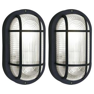 Buitenlamp - 2x - ovaal - bulleye lamp - zwart - E27 - waterdicht IP54