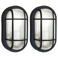 Buitenlamp - 2x - ovaal - bulleye lamp - zwart - E27 - waterdicht IP54