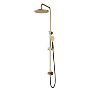 Hotbath Cobber Opbouw Regendoucheset Met Omstel, Hoofddouche 30cm En Ronde Handdouche Geborsteld Messing