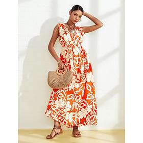 katoenen resortwear mouwloze maxi-jurk met bloemen