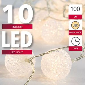 Bolletjes/balletjes lichtsnoer warm wit 135 cm kerstverlichting   -