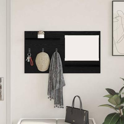 Wandgemonteerde kapstok met plank Zwart eiken 90 x 10 x 50 cm