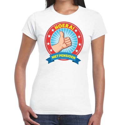 Hoera met pensioen t-shirt wit dames Hoera met pensioen t-shirt wit dames