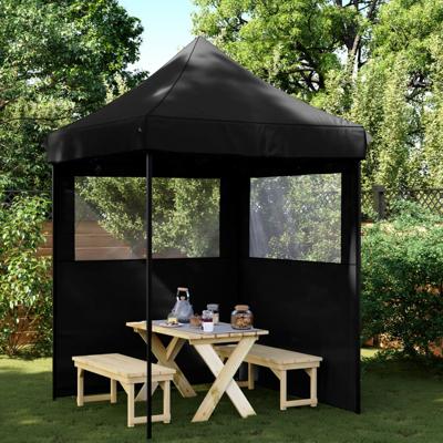 Partytent inklapbaar pop-up met 2 zijwanden zwart