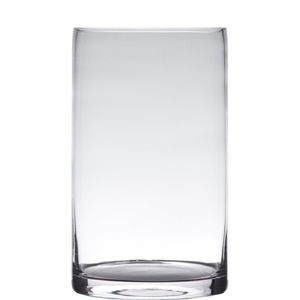 Transparante home-basics cylinder vorm vaas/vazen van glas 20 x 15 cm   -