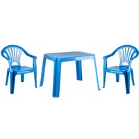 Kunststof kindertuinset tafel met 2 stoelen blauw