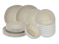 Cookinglife Serviesset Nola Sand reactive glaze 18-delig / 6 personen - 6 dinerborden, 6 ontbijtborden en 6 kommen
