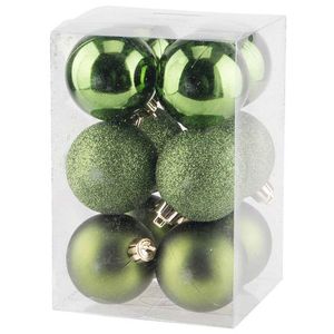 12x Kunststof kerstballen glanzend/mat appelgroen 6 cm kerstboom versiering/decoratie - Kerstbal