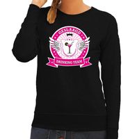 Zwart Geslaagd drinking team sweater dames - thumbnail