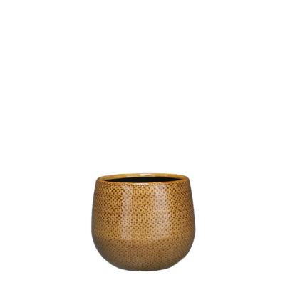 Gabriel pot round ochre - h14xd16cm - Mica decorations