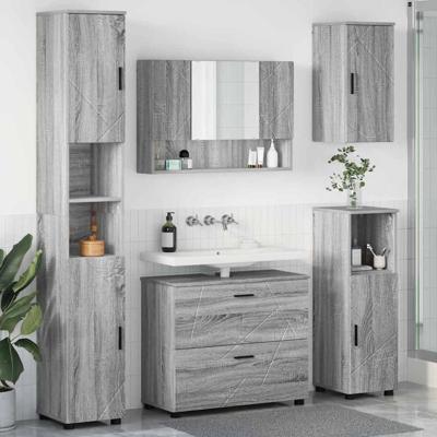 Badkamermeubelset met lade 5 pcs Grijs sonoma 30 x 35 x 192 cm