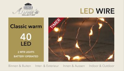 Batterijverlichting koperdraad 40 classic LED s - Annas collection