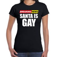 Foute humor Kerst T-shirt breaking news gay voor dames zwart 2XL  - - thumbnail
