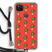 Mini cactus: Pixel 4a Transparant Hoesje met koord Mini cactus: Pixel 4a Transparant Hoesje met koord