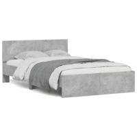 Bedframe met hoofdeinde en LED betongrijs 140x190 cm