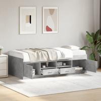 Slaapbank met lades zonder matras 100x200 cm betongrijs
