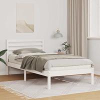 Bedframe met hoofdeinde Wit 90 x 200 cm Massief grenenhout