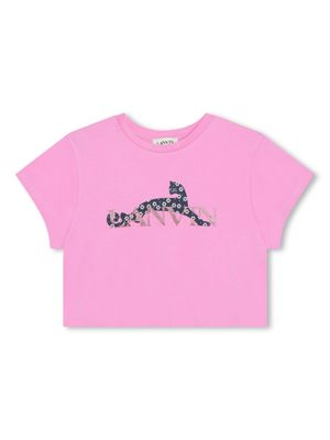 Lanvin Enfant t-shirt en coton à logo imprimé - Rose