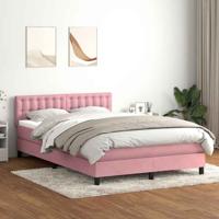 Boxspring met matras fluweel roze 160x220 cm