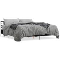 Bedframe bewerkt hout metaal zwart 180x200 cm