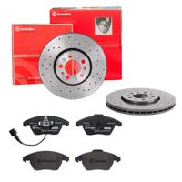 Remmenset, remschijf BREMBO, Remschijftype: Geperforeerd / Geventileerd, Inbouwplaats: Vooras, u.a. für Skoda, Audi, VW, Seat