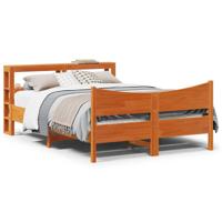 Bedframe met hoofdbord massief grenenhout wasbruin 120x200 cm