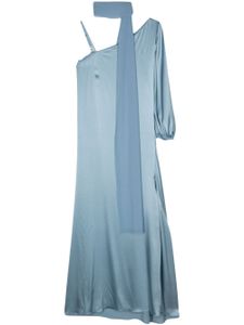 Seventy robe longue en satin à design asymétrique - Bleu