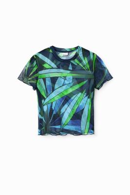 Kort tropisch tulen T-shirt - BLUE - S
