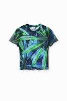 Kort tropisch tulen T-shirt - BLUE - S