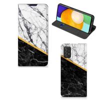 Samsung Galaxy A03s | Standcase | Marmer Wit Zwart - Origineel Cadeau Man