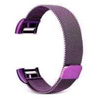 Smart Watch Stainless Steel Wrist Strap Watchband for FITBIT Charge 2(Purple)