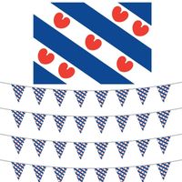 Friesland versiering set met vlag + 4 vlaggenlijnen - thumbnail