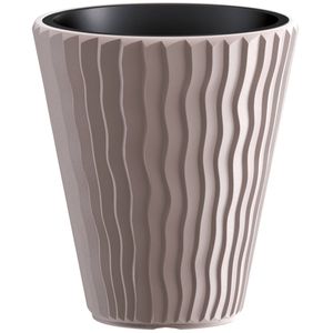 Prosperplast Plantenpot/bloempot Sand Waves - buiten/binnen - kunststof - beige - D39 x H43 cm - Plantenpotten