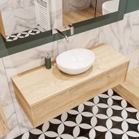 Mondiaz Lush Barco badmeubel Washed oak 120 cm 1 lade mdf 1 waskom midden zonder kraangat
