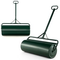 Metalen Tuingazonroller met Afneembare Handgreep Water-/Zandgevulde Gazonroller 63L- Ø 30 cm Groen