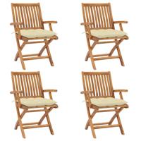 Tuinstoelen 4 st inklapbaar met kussens massief teakhout