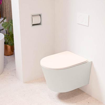 MONDIAZ LAVIE hangend toilet single fire rimless diepspoel Linen, Toiletzitting met quick-release & softclose Rosee