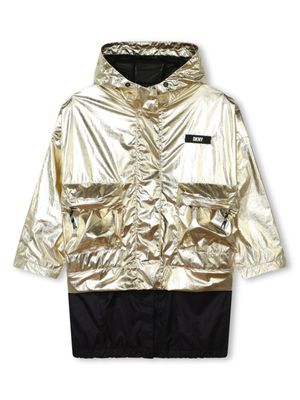 Dkny Kids veste métallisée à logo appliqué - Or