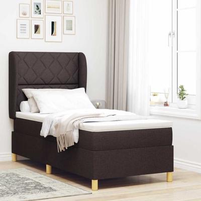Boxspringbed met Matras Donkergrijs 90x190 cm Donkerbruin