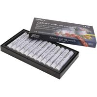 Gallery Oliepastel, L: 7 cm, d 11 mm, dikte 11 mm, grey metal, 12 stuk/ 1 doos