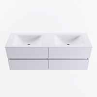 MONDIAZ VICA 140cm badmeubel onderkast Cale 4 lades. Wastafel CLOUD dubbel 2 kraangaten, kleur Talc.