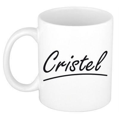 Naam cadeau mok / beker Cristel met sierlijke letters 300 ml Naam cadeau mok / beker Cristel met sierlijke letters 300 ml