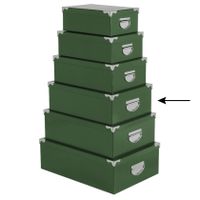 5Five Opbergdoos/box - groen - L40 x B26.5 x H14 cm - Stevig karton - Greenbox   -