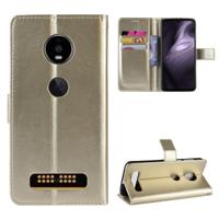 Retro Crazy Horse textuur horizontale Flip lederen case voor Motorola Moto Z4 Play met houder & kaartsleuven & portemonnee & Lanyard (goud)