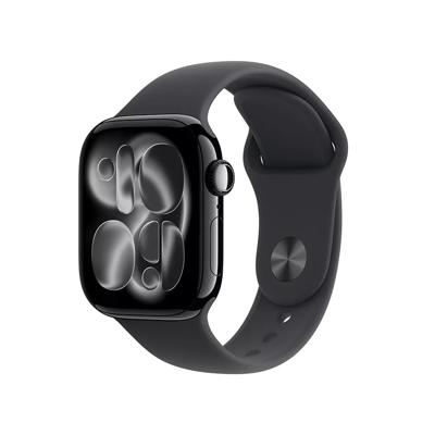 Apple Watch Series 11 GPS 42mm Jet Black Aluminium Case met Black Sport Band - M/L Smartwatch Zwart